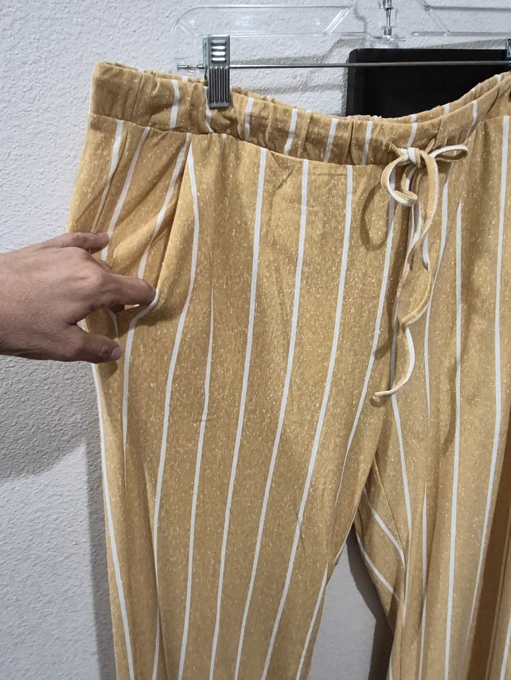 ZIA Striped Relaxed Knit Top & Drawstring Pants Set - Mustard - Picture 4 of 7